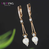 Gold Plated Cubic Zicronia Pearl Long Xuping Earring